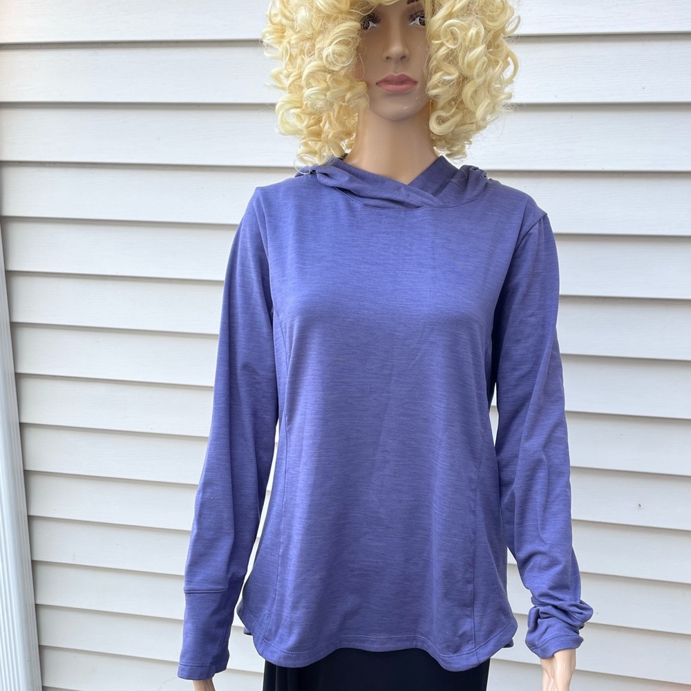 Apana Pullover Long Sleeve Women's Large Blue Mock Neck Sweatshirt